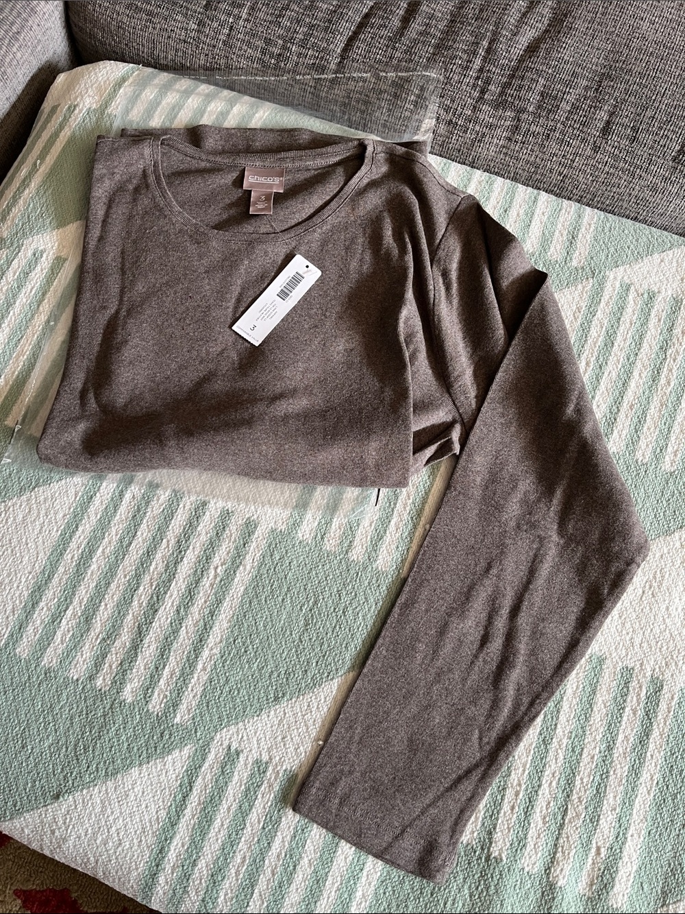 Chico's Soft Crew Neck Tee in Charcoal - Picture 2 of 5